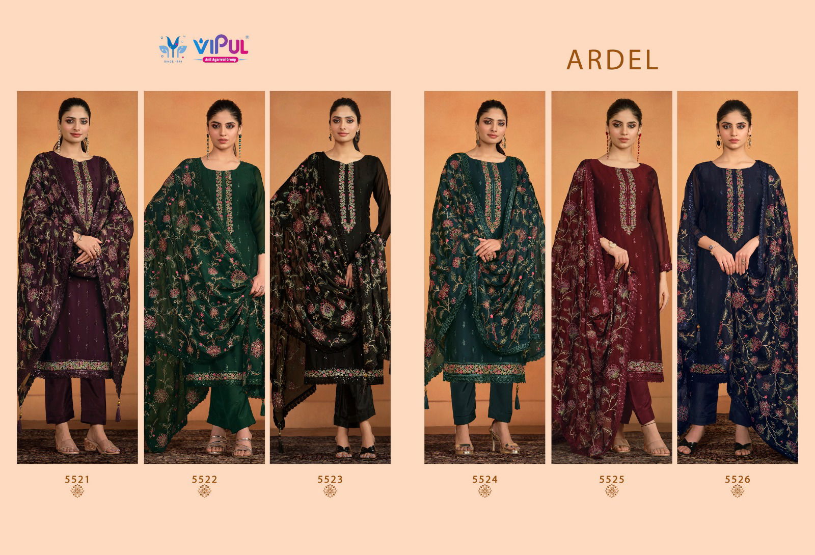 Ardel By Vipul Embroidery Work Designer Salwar Kameez Wholesale Shop In Surat